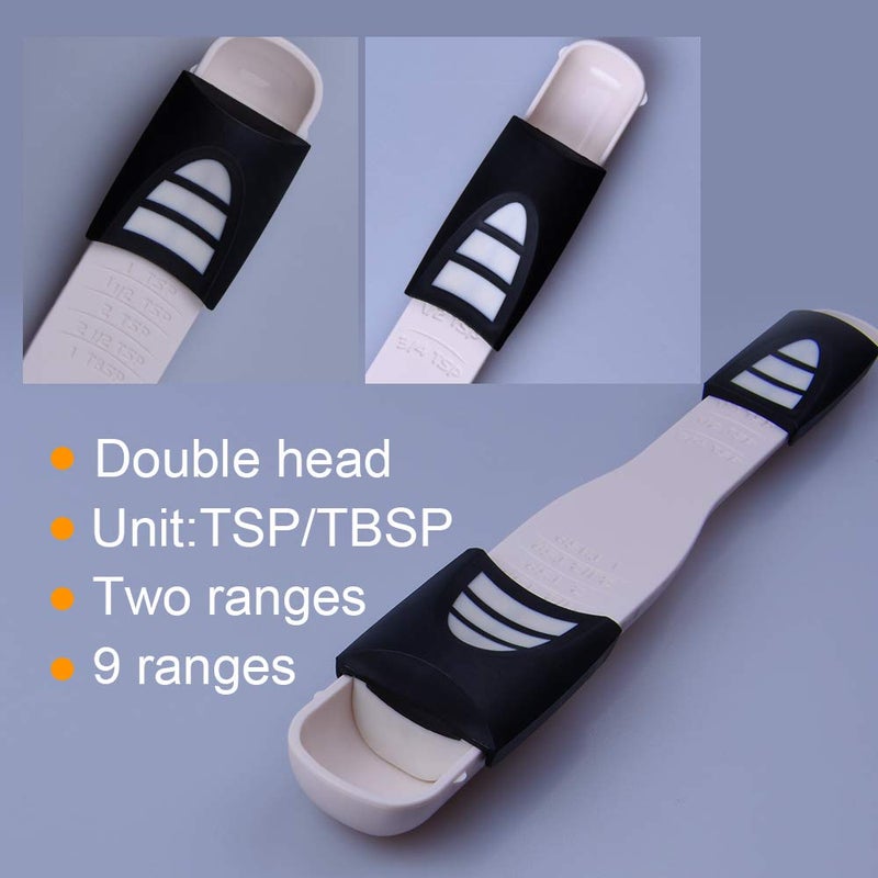 LOMILY Adjustable Measuring Spoon White,Creative Double End Adjustable Scale, Eight Stalls Measuring Spoon,Measuring Dry/Semi-Liquid Ingredients,Metering Spoon for Baking,Cooking,Coffee,Sugar,Salt,Powder. - Image 4